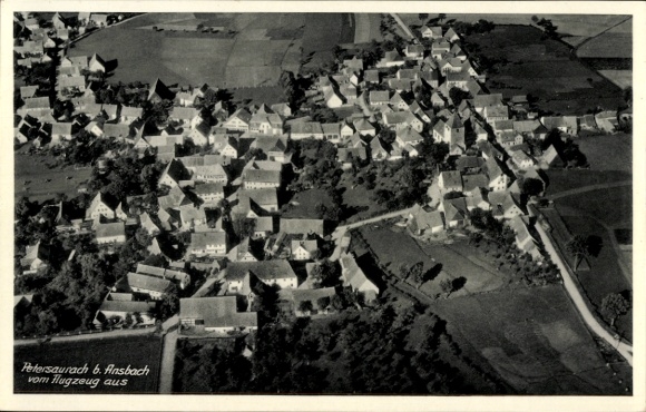 Ansichtkaart Petersaurach in Midden-Franken Beieren, luchtfoto