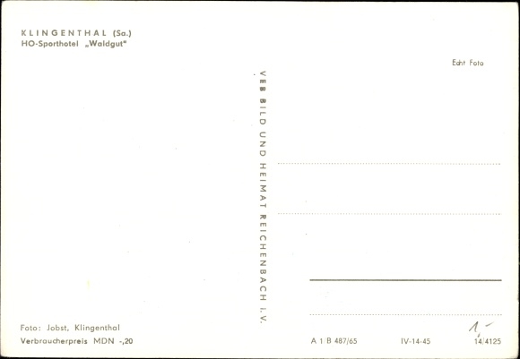 Postcard Klingenthal in Vogtland Saxony, HO Sporthotel Waldgut