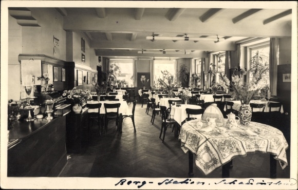 Postcard Oberried im Breisgau, top station of the Schauinslandbahn, restaurant, interior view