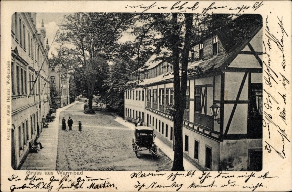 Ak Warmbad Wolkenstein in Sachsen, Straßenansicht