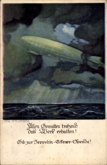 Artist Postcard Amtsberg, Otto, Defying all forces, preserving the work, Zeppelin Eckener donation