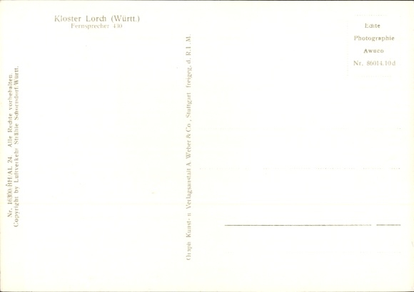 Postcard Lorch in Remstal Württemberg, Lorch Monastery, aerial photograph