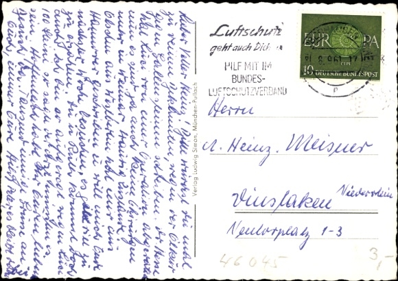 Postcard Oberhausen in the Ruhr area, train station, Gutehoffnungshütte, theater, Kaisergarten
