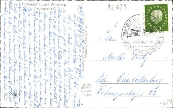 Postcard Wirsberg in the Fichtelgebirge, partial view