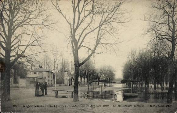 Ak Argenteuil Val d'Oise,  Januar 1910, Überschwemmungen, Boulevard Héloïse