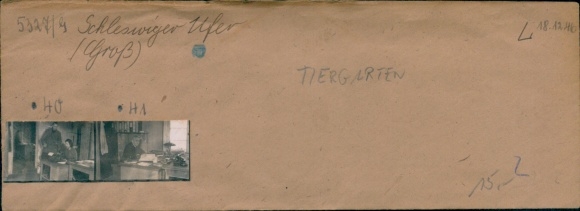 Contact print photos Berlin Tiergarten, Schleswiger Ufer, office, typewriter, 2 photos approx. 4x2 cm