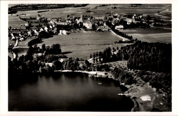Ak Buxheim in Schwaben, Weiherhaus, Fliegeraufnahme