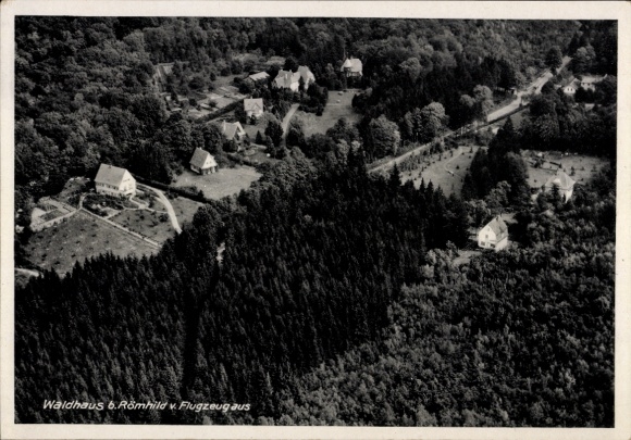 Postcard Waldhaus Römhild in Thuringia, aerial photograph