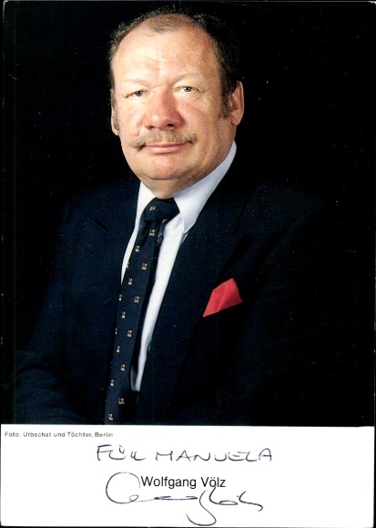 Postcard actor Wolfgang Völz, portrait, autograph