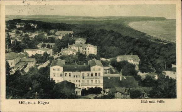 Postcard Göhren on Rügen, panoramic view to Sellin