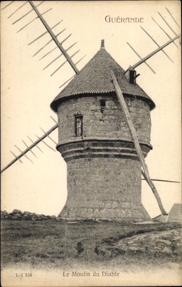 Ak Guérande Loire Atlantique, Windmühle, Steinbau, Le Moulin du Diable, alte Architektur