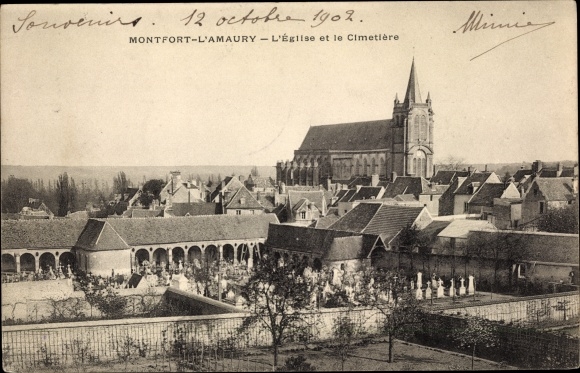 Postcard Montfort l&#39;Amaury Yvelines, The Church and the Cemetery