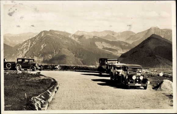 Ak Blick gegen Dachstein von der Gaisberg Autostraße, Automobile