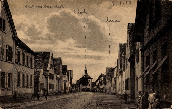 Postcard Dannstadt in the Palatinate, street scene