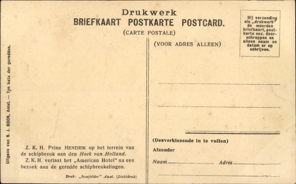 Postcard Hoek van Holland, Prince Hendrik on the site of the shipwreck, Schipreuk Berlin