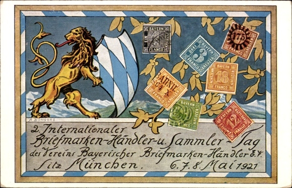 Znaczki herbowe artysty KP Bungerz, Monachium, dzień handlarzy i kolekcjonerów znaczków 1921