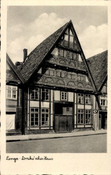 Ak Lemgo in Lippe, Drake'sches Haus, Fachwerkhaus, Straßenansicht, historische Architektur