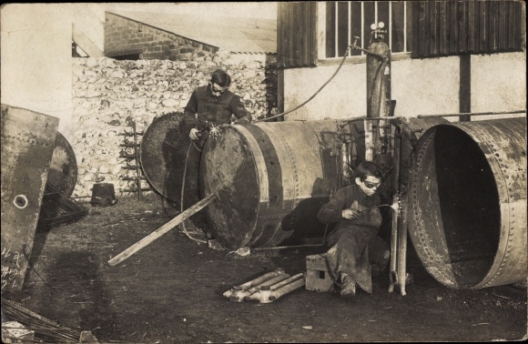 Photo Postcard Welder at work