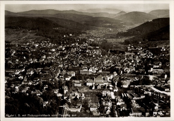 Ak Lahr in Baden Schwarzwald, Fliegeraufnahme