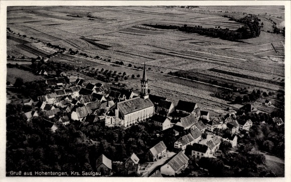 Ak Hohentengen in Oberschwaben, Fliegeraufnahme