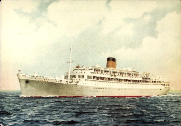 Artist Postcard steamer MS Oranje of the De Nederlands