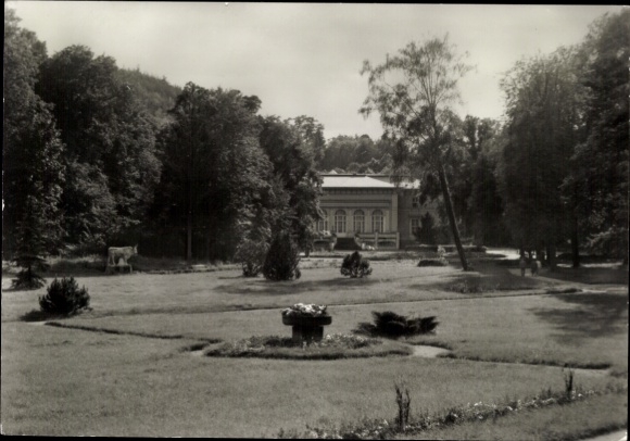 Postcard Bad Freienwalde an der Oder, spa house, garden, trees, architecture