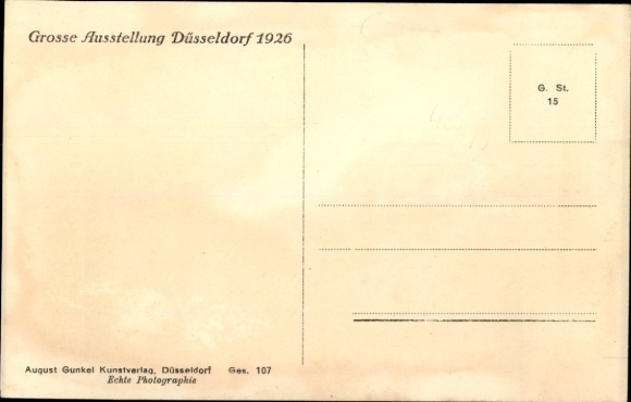 Ansichtkaart Düsseldorf, zicht op de Rheinhalle, tentoonstelling 1926