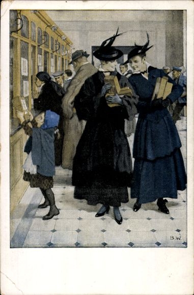 Artist Postcard Wennerberg, Bruno, Love Gifts, Women with Packages in the Post Office