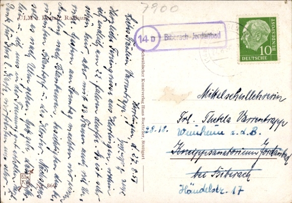 KP Landpoststempel 14 b Biberach - Jordanbad