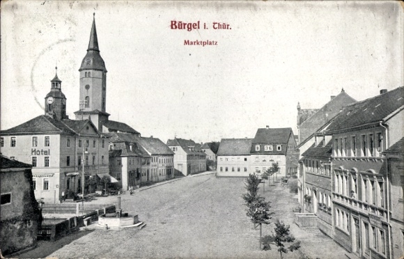 Ak Bürgel in Thüringen, Marktplatz, Hotel