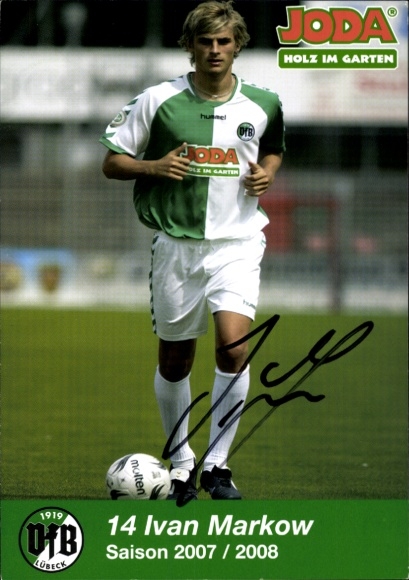 Autograph card footballer Ivan Markow, VFB Lübeck, autograph