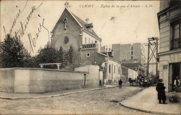 Postcard Clichy Hauts de Seine, Église de la rue d'Alsace