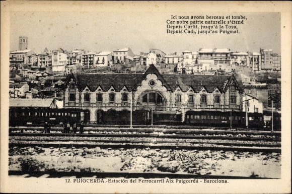 Postcard Puigcerda Catalonia, Estación del Ferrocarril