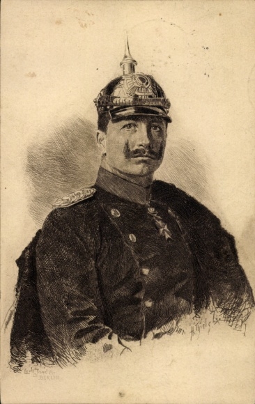 Ganzsachen Künstler Ak Jander, Carl, Kaiser Wilhelm II., Pickelhaube