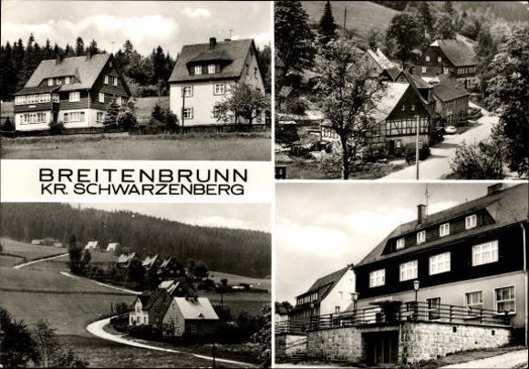 9 oude ansichtkaarten Breitenbrunn in het Ertsgebergte, diverse aanzichten