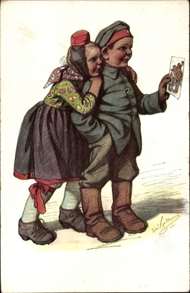 KP artysty Beithan, Emil, żołnierz, Schwalmerin w heskim stroju, I. Wk