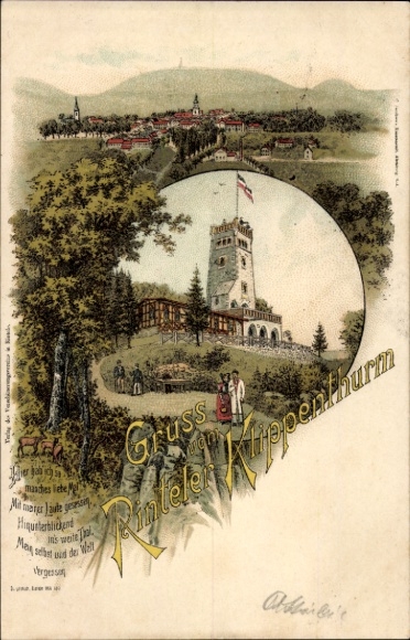 Chromo-Litho Rinteln on the Weser, Rinteler cliff tower