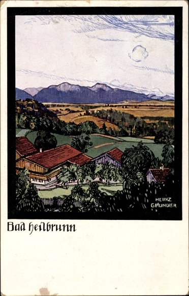 Artist PC Grundler, Heinz, Bad Heilbrunn in the district of Bad Tölz Wolfratshausen, panorama of the place