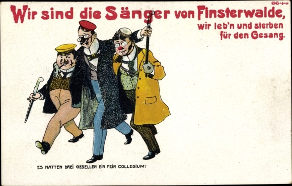 Litho Wir sind die Sänger von Finsterwalde, Es hatten drei Gesellen ein fein Collegium, Studenten