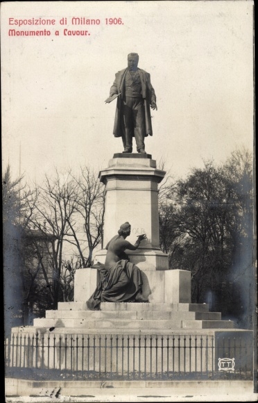 Postcard Milano Mailand Lombardia, Exhibition 1906, Monument to Cavour