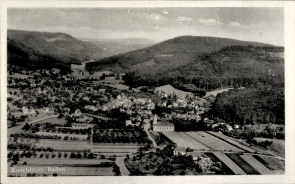Postcard Bleichheim in Baden Herbolzheim in Breisgau Black Forest, aerial photograph