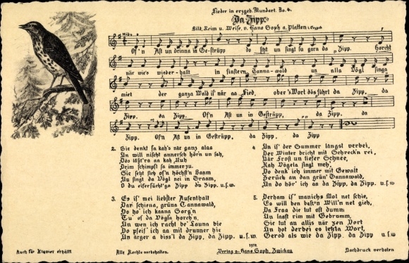 Song Postcard Soph, Hans, Da Zipp, Erzgebirge dialect No. 4