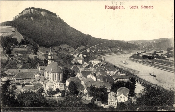 Ak Königstein an der Elbe Sächsische Schweiz, Panorama