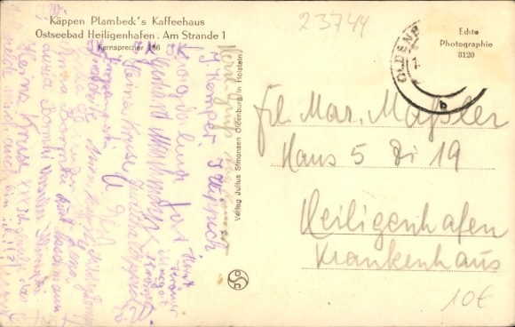 Postcard Ostseebad Heiligenhafen in Holstein, Käppen Plambecks Coffee House, interior view