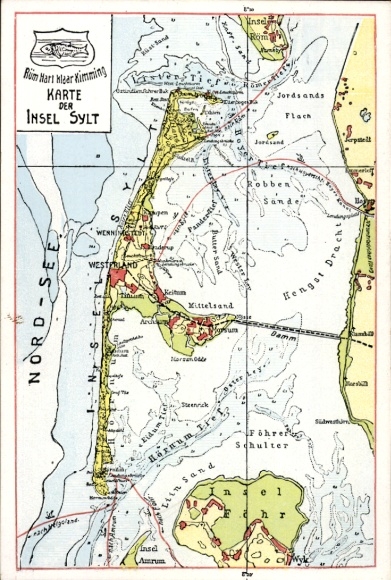 Kaarten Ak Eiland Sylt in Noord-Friesland, Hengst Dracht, Eiland Föhr, Hörnum Tief