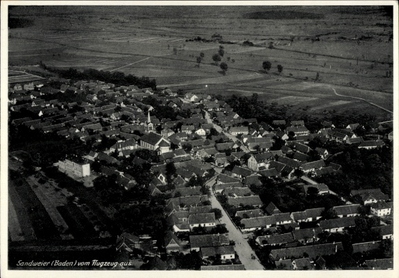 Postcard Sandweier Baden Baden, aerial photograph