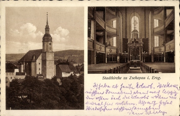 Ak Zschopau im Erzgebirge, Stadtkirche, Innenraum
