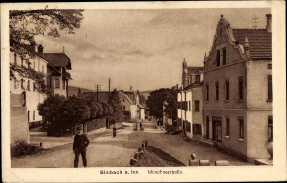 Postcard Simbach am Inn in Lower Bavaria, Munich Street