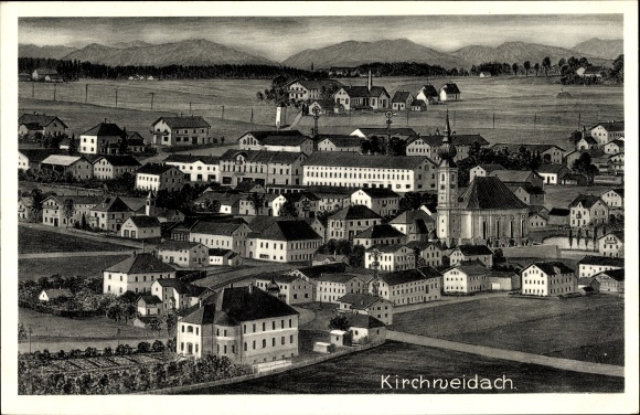 Artist PC Kirchweidach, view of the village, Stitzl commercial building