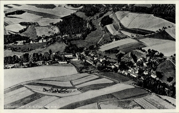 Postcard Bösenbrunn in the Vogtland, aerial photograph